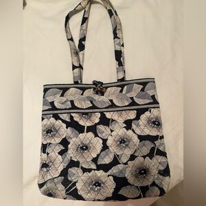Vera Bradley Floral Tote Bag in Black and Cream